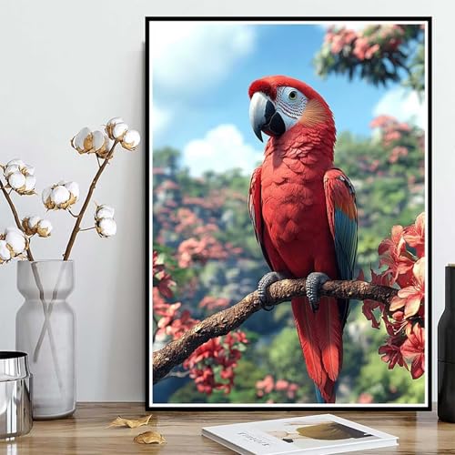 Diamond Painting Papagei Diamond Painting XXL 100×135cm, 5D Crystal Art Vogel Muster DIY Runden Steine Vollbohrer Mosaik Bastelset Erwachsene für Zimmer Deko Wohnzimmer, Geschenke -ly25082B5IC6 von LUOLYYEI