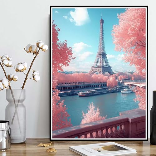 Diamond Painting Paris Diamond Painting XXL 40×50cm, 5D Crystal Art Landschaft Muster DIY Runden Steine Vollbohrer Mosaik Bastelset Erwachsene für Zimmer Deko Wohnzimmer, Geschenke -ly25082T2ROF von LUOLYYEI