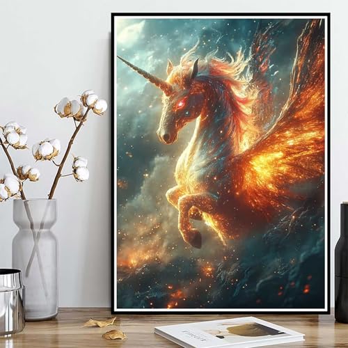 Diamond Painting Pegasus Diamond Painting XXL 30x40 cm, 5D Crystal Art Tier Muster DIY Runden Steine Vollbohrer Mosaik Bastelset Erwachsene für Zimmer Deko Wohnzimmer, Geschenke für Frauen -ly25082N2 von LUOLYYEI