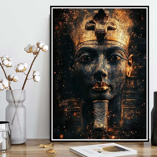 Diamond Painting Pharao Diamond Painting XXL 90x120cm, 5D Crystal Art Ägypten Muster DIY Runden Steine Vollbohrer Mosaik Bastelset Erwachsene für Zimmer Deko Wohnzimmer, Geschenke -ly25082V0G66 von LUOLYYEI