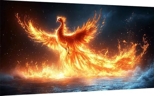 Diamond Painting Phönix Diamond Painting XXL (90x180 cm), 5D Crystal Art Tier Muster DIY Eckige Steine Vollbohrer Mosaik Bastelset Erwachsene für Zimmer Deko Wohnzimmer, Wanddeko, Geschenke -ly2507Y3 von LUOLYYEI