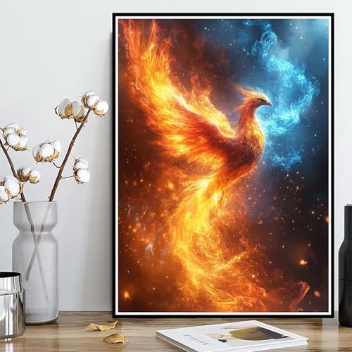 Diamond Painting Phönix Diamond Painting XXL 100x135cm, 5D Crystal Art Tier Muster DIY Runden Steine Vollbohrer Mosaik Bastelset Erwachsene für Zimmer Deko Wohnzimmer, Geschenke für Frauen -ly2508231 von LUOLYYEI