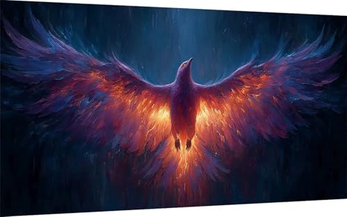 Diamond Painting Phönix Diamond Painting XXL 100x300cm, 5D Crystal Art Tier Muster DIY Eckige Steine Vollbohrer Mosaik Bastelset Erwachsene für Zimmer Deko Wohnzimmer, Wanddeko, Geschenke -ly250728 von LUOLYYEI