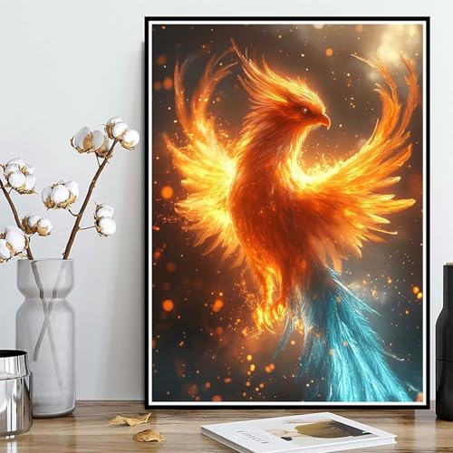 Diamond Painting Phönix Diamond Painting XXL 40×50cm, 5D Crystal Art Vogel Muster DIY Runden Steine Vollbohrer Mosaik Bastelset Erwachsene für Zimmer Deko Wohnzimmer, Geschenke für Frauen -ly250826S von LUOLYYEI