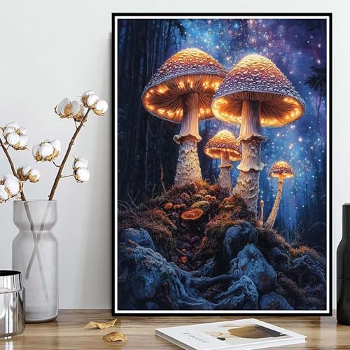 Diamond Painting Pilz Diamond Painting XXL 90×120cm, 5D Crystal Art Sternenhimmel Muster DIY Runden Steine Vollbohrer Mosaik Bastelset Erwachsene für Zimmer Deko Wohnzimmer, Geschenke -ly25082N2 von LUOLYYEI