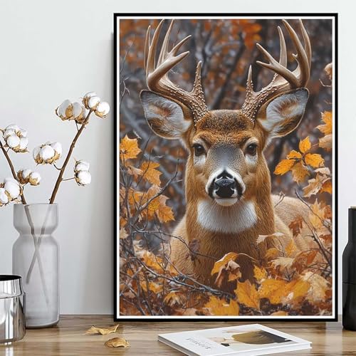Diamond Painting Reh Diamond Painting XXL 100x135 cm, 5D Crystal Art Tier Muster DIY Runden Steine Vollbohrer Mosaik Bastelset Erwachsene für Zimmer Deko Wohnzimmer, Geschenke für Frauen -ly25082Y2 von LUOLYYEI