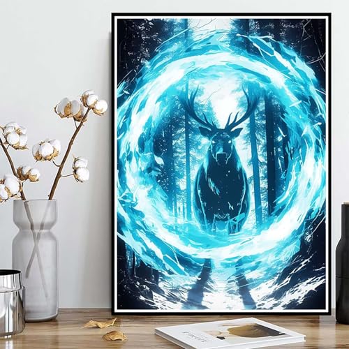 Diamond Painting Reh Diamond Painting XXL 60x80cm, 5D Crystal Art Wald Muster DIY Runden Steine Vollbohrer Mosaik Bastelset Erwachsene für Zimmer Deko Wohnzimmer, Geschenke für Frauen -ly250822U von LUOLYYEI