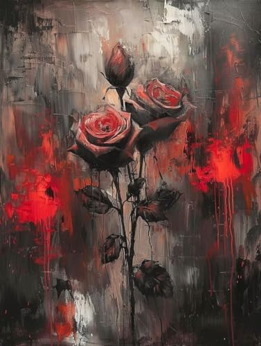 Diamond Painting Rose Diamond Painting Erwachsene, Diamantmalerei Blume Crystal Art 5D DIY Mosaikherstellung Stickerei Kreuzstich Bastelset für Zimmer Deko, Geschenke für Frauen (90x120cm) -L253W4 von LUOLYYEI