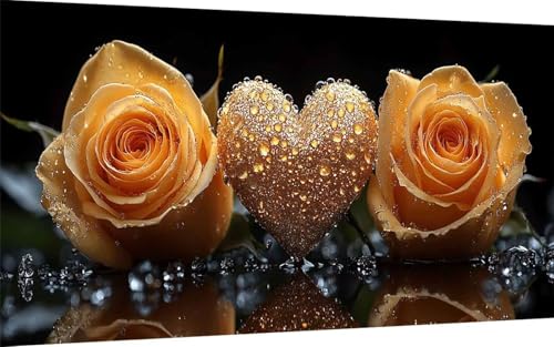Diamond Painting Rose Diamond Painting XXL 100x300 cm, 5D Crystal Art Blume Muster DIY Eckige Steine Vollbohrer Mosaik Bastelset Erwachsene für Zimmer Deko Wohnzimmer, Wanddeko, Geschenke -ly25075X von LUOLYYEI