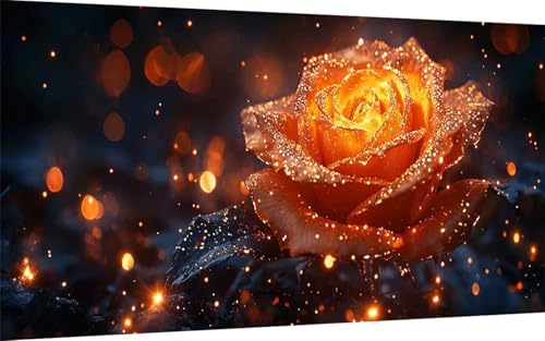 Diamond Painting Rose Diamond Painting XXL 100x300cm, 5D Crystal Art Blume Muster DIY Eckige Steine Vollbohrer Mosaik Bastelset Erwachsene für Zimmer Deko Wohnzimmer, Wanddeko, Geschenke -ly250707 von LUOLYYEI