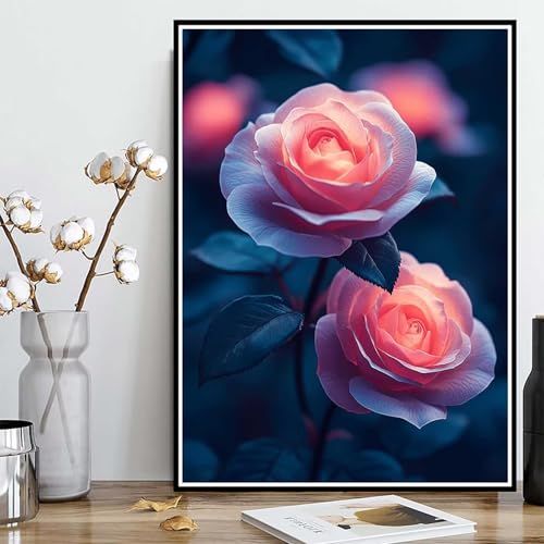 Diamond Painting Rose Diamond Painting XXL 90×120cm, 5D Crystal Art Blume Muster DIY Runden Steine Vollbohrer Mosaik Bastelset Erwachsene für Zimmer Deko Wohnzimmer, Geschenke für Frauen -ly250823X von LUOLYYEI