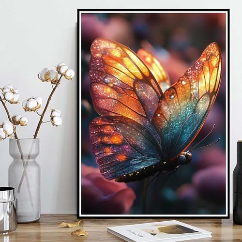 Diamond Painting Schmetterling Diamond Painting XXL 100x135cm, 5D Crystal Art Insekt Muster DIY Runden Steine Vollbohrer Mosaik Bastelset Erwachsene für Zimmer Deko Wohnzimmer, Geschenke -ly2508268 von LUOLYYEI