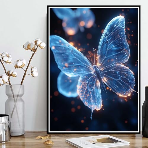 Diamond Painting Schmetterling Diamond Painting XXL 40×50cm, 5D Crystal Art Tier Muster DIY Runden Steine Vollbohrer Mosaik Bastelset Erwachsene für Zimmer Deko Wohnzimmer, Geschenke -ly25082SK von LUOLYYEI