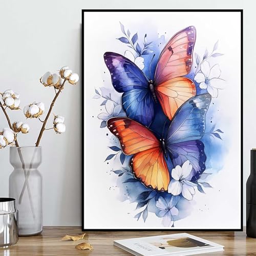 Diamond Painting Schmetterling Diamond Painting XXL 50×70cm, 5D Crystal Art Blume Muster DIY Runden Steine Vollbohrer Mosaik Bastelset Erwachsene für Zimmer Deko Wohnzimmer, Geschenke -ly2508284 von LUOLYYEI
