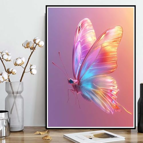 Diamond Painting Schmetterling Diamond Painting XXL 60x80cm, 5D Crystal Art Insekt Muster DIY Runden Steine Vollbohrer Mosaik Bastelset Erwachsene für Zimmer Deko Wohnzimmer, Geschenke -ly25082F4 von LUOLYYEI