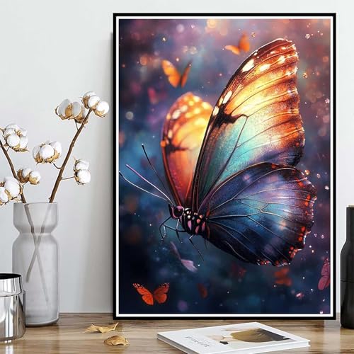 Diamond Painting Schmetterling Diamond Painting XXL 90×120cm, 5D Crystal Art Insekt Muster DIY Runden Steine Vollbohrer Mosaik Bastelset Erwachsene für Zimmer Deko Wohnzimmer, Geschenke -ly2508273 von LUOLYYEI