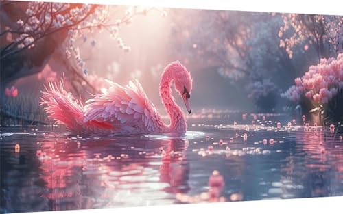 Diamond Painting Schwan Diamond Painting XXL (30x60 cm), 5D Crystal Art Tier Muster DIY Eckige Steine Vollbohrer Mosaik Bastelset Erwachsene für Zimmer Deko Wohnzimmer, Wanddeko, Geschenke -ly250743 von LUOLYYEI