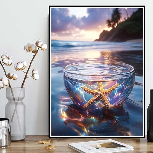 Diamond Painting Seestern Diamond Painting XXL 40x50cm, 5D Crystal Art Strand Muster DIY Runden Steine Vollbohrer Mosaik Bastelset Erwachsene für Zimmer Deko Wohnzimmer, Geschenke -ly25082E6UQP Diamond Painting Seestern Diamond Painting XXL 40x50cm, 5D Crystal Art Strand Muster DIY Runden Steine Vollbohrer Mosaik Bastelset Erwachsene für Zimmer Deko Wohnzimmer, Geschenke -ly25082E6UQP von LUOLYYEI