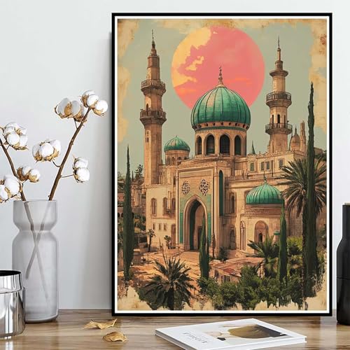 Diamond Painting Sonne Diamond Painting XXL 40x50 cm, 5D Crystal Art Architektur Muster DIY Runden Steine Vollbohrer Mosaik Bastelset Erwachsene für Zimmer Deko Wohnzimmer, Geschenke -ly2508213 von LUOLYYEI