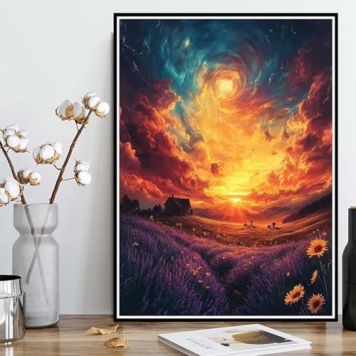 Diamond Painting Sonnenuntergang Diamond Painting XXL 30x40cm, 5D Crystal Art Landschaft Muster DIY Runden Steine Vollbohrer Mosaik Bastelset Erwachsene für Zimmer Deko Wohnzimmer -ly25082P64M6 von LUOLYYEI
