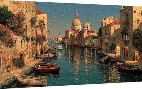 Diamond Painting Stadt Diamond Painting XXL 100x300 cm, 5D Crystal Art Landschaft Muster DIY Eckige Steine Vollbohrer Mosaik Bastelset Erwachsene für Zimmer Deko Wohnzimmer, Geschenke -ly25076W von LUOLYYEI