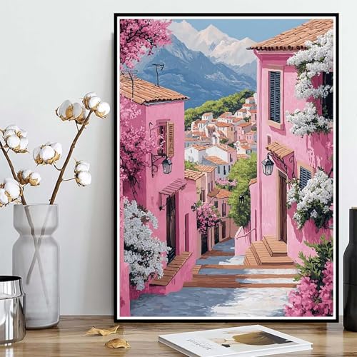 Diamond Painting Stadt Diamond Painting XXL 30×40cm, 5D Crystal Art Blume Muster DIY Runden Steine Vollbohrer Mosaik Bastelset Erwachsene für Zimmer Deko Wohnzimmer, Geschenke für Frauen -ly25082T2 von LUOLYYEI