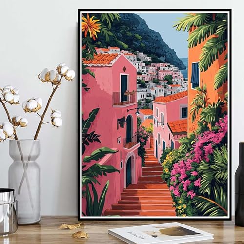 Diamond Painting Stadt Diamond Painting XXL 40×50cm, 5D Crystal Art Landschaft Muster DIY Runden Steine Vollbohrer Mosaik Bastelset Erwachsene für Zimmer Deko Wohnzimmer, Geschenke -ly250829XMOB von LUOLYYEI