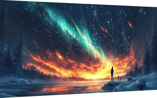 Diamond Painting Sternenhimmel Diamond Painting XXL (30x60 cm), 5D Crystal Art Aurora Muster DIY Eckige Steine Vollbohrer Mosaik Bastelset Erwachsene für Zimmer Deko Wohnzimmer, Geschenke -ly2507Z3 von LUOLYYEI