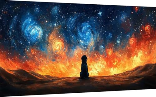 Diamond Painting Sternenhimmel Diamond Painting XXL (50x100 cm), 5D Crystal Art Hund Muster DIY Eckige Steine Vollbohrer Mosaik Bastelset Erwachsene für Zimmer Deko Wohnzimmer, Geschenke -ly2507B2 von LUOLYYEI