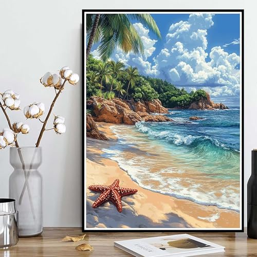 Diamond Painting Strand Diamond Painting XXL 30x40 cm, 5D Crystal Art Meer Muster DIY Runden Steine Vollbohrer Mosaik Bastelset Erwachsene für Zimmer Deko Wohnzimmer, Geschenke für Frauen -ly25082ON Diamond Painting Strand Diamond Painting XXL 30x40 cm, 5D Crystal Art Meer Muster DIY Runden Steine Vollbohrer Mosaik Bastelset Erwachsene für Zimmer Deko Wohnzimmer, Geschenke für Frauen -ly25082ON von LUOLYYEI