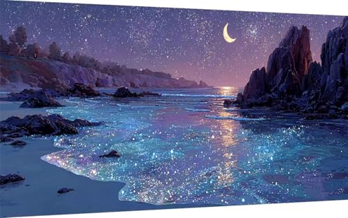 Diamond Painting Strand Diamond Painting XXL 70x140 cm, 5D Crystal Art Sternenhimmel Muster DIY Eckige Steine Vollbohrer Mosaik Bastelset Erwachsene für Zimmer Deko Wohnzimmer, Geschenke -ly250787 von LUOLYYEI