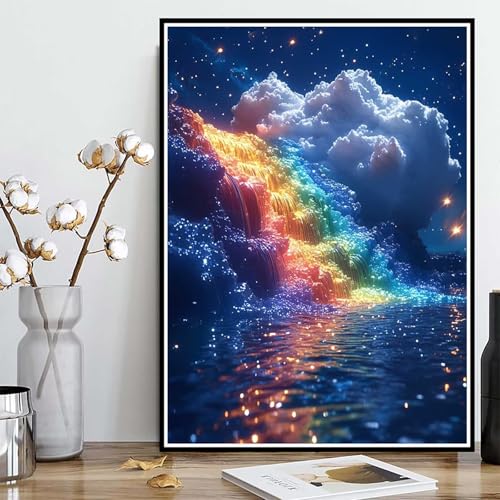 Diamond Painting Stürze Diamond Painting XXL 30x40 cm, 5D Crystal Art Landschaft Muster DIY Runden Steine Vollbohrer Mosaik Bastelset Erwachsene für Zimmer Deko Wohnzimmer, Geschenke -ly250822J von LUOLYYEI