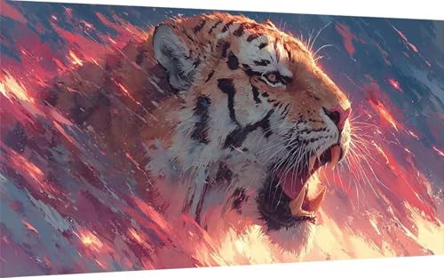 Diamond Painting Tiger Diamond Painting XXL 50x100 cm, 5D Crystal Art Tier Muster DIY Eckige Steine Vollbohrer Mosaik Bastelset Erwachsene für Zimmer Deko Wohnzimmer, Wanddeko, Geschenke -ly25079Y von LUOLYYEI