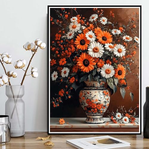 Diamond Painting Vase Diamond Painting XXL 60x80cm, 5D Crystal Art Blume Muster DIY Runden Steine Vollbohrer Mosaik Bastelset Erwachsene für Zimmer Deko Wohnzimmer, Geschenke für Frauen -ly2508295 von LUOLYYEI