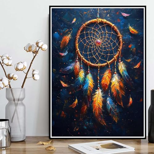 Diamond Painting Verträumtfänger Diamond Painting XXL 90x120 cm, 5D Crystal Art Feder Muster DIY Runden Steine Vollbohrer Mosaik Bastelset Erwachsene für Zimmer Deko Wohnzimmer, Geschenke -ly25082B8 von LUOLYYEI