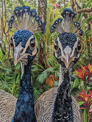 Diamond Painting Wald Diamond Painting Erwachsene, Diamantmalerei Pfau Crystal Art 5D DIY Mosaikherstellung Stickerei Kreuzstich Bastelset für Zimmer Deko, Geschenke für Frauen (70x95cm) -L25387 von LUOLYYEI