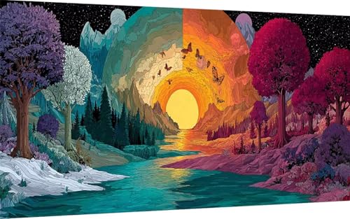 Diamond Painting Wald Diamond Painting XXL (50x100 cm), 5D Crystal Art Landschaft Muster DIY Eckige Steine Vollbohrer Mosaik Bastelset Erwachsene für Zimmer Deko Wohnzimmer, Geschenke -ly2507H9 von LUOLYYEI