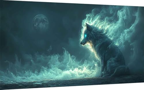 Diamond Painting Wolf Diamond Painting XXL 100x300 cm, 5D Crystal Art Tier Muster DIY Eckige Steine Vollbohrer Mosaik Bastelset Erwachsene für Zimmer Deko Wohnzimmer, Wanddeko, Geschenke -ly2507Y8 von LUOLYYEI