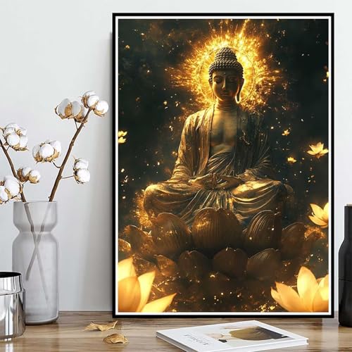 Diamond Painting Zen Diamond Painting XXL 40x50cm, 5D Crystal Art Lotus Muster DIY Runden Steine Vollbohrer Mosaik Bastelset Erwachsene für Zimmer Deko Wohnzimmer, Geschenke für Frauen -ly2508241 von LUOLYYEI