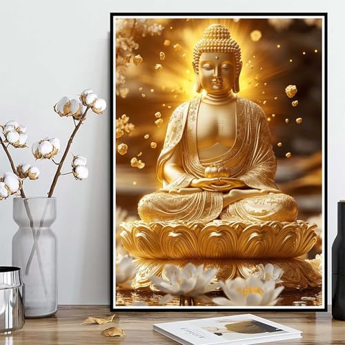 Diamond Painting Zen Diamond Painting XXL 40x50cm, 5D Crystal Art Lotus Muster DIY Runden Steine Vollbohrer Mosaik Bastelset Erwachsene für Zimmer Deko Wohnzimmer, Geschenke für Frauen -ly25082JJ von LUOLYYEI