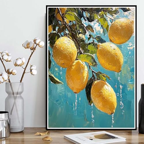 Diamond Painting Zitrone Diamond Painting XXL 40x50cm, 5D Crystal Art Obst Muster DIY Runden Steine Vollbohrer Mosaik Bastelset Erwachsene für Zimmer Deko Wohnzimmer, Geschenke für Frauen -ly250828X von LUOLYYEI