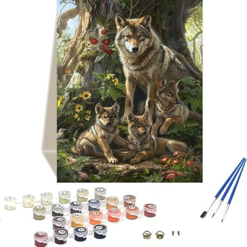 LUOLYYEI Malen nach Zahlen für Erwachsene, Motiv: Wald, Malen Nach Zahlen Kinder Einfaches Wolf DIY-Ölgemälde-Set auf Leinwand mit Pinseln und Acrylpigment für Home Decor, Ohne Rahmen 30x40cm K-E LUOLYYEI Malen nach Zahlen für Erwachsene, Motiv: Wald, Malen Nach Zahlen Kinder Einfaches Wolf DIY-Ölgemälde-Set auf Leinwand mit Pinseln und Acrylpigment für Home Decor, Ohne Rahmen 30x40cm K-E von LUOLYYEI