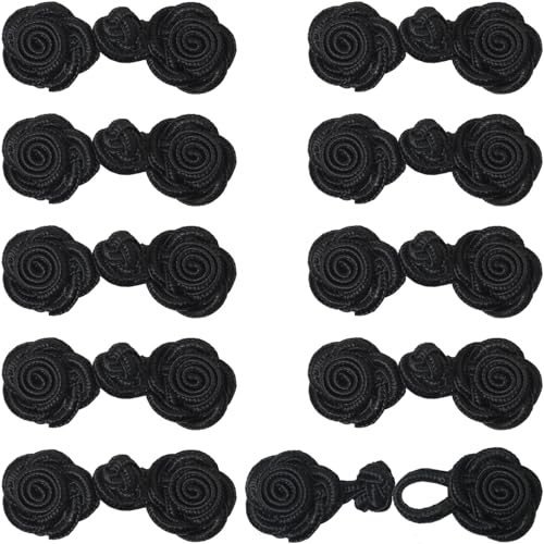 LUORNG 10 Paar handgefertigte Nylon-Rosenknöpfe im antiken Stil, ethnisches Kostüm, Cheongsam-Teller, 6 cm, Tanzbekleidung, Zubehör, Nähen, Mantel, Poncho, Jacke, Knöpfe, Schwarz LUORNG 10 Paar handgefertigte Nylon-Rosenknöpfe im antiken Stil, ethnisches Kostüm, Cheongsam-Teller, 6 cm, Tanzbekleidung, Zubehör, Nähen, Mantel, Poncho, Jacke, Knöpfe, Schwarz von LUORNG
