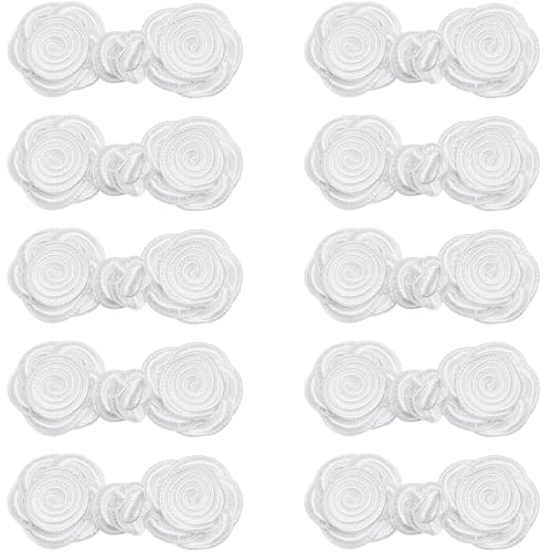 LUORNG 10 Paar handgefertigte Nylon-Rosenknöpfe im antiken Stil, ethnisches Kostüm, Cheongsam-Teller, 6 cm, Tanzbekleidung, Zubehör, Nähen, Mantel, Poncho, Jacke, Knöpfe, Weiß LUORNG 10 Paar handgefertigte Nylon-Rosenknöpfe im antiken Stil, ethnisches Kostüm, Cheongsam-Teller, 6 cm, Tanzbekleidung, Zubehör, Nähen, Mantel, Poncho, Jacke, Knöpfe, Weiß von LUORNG