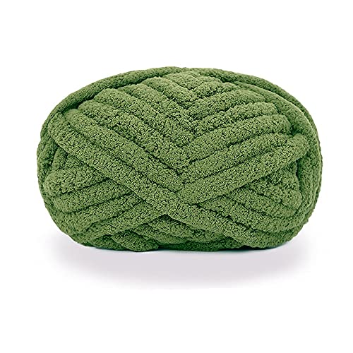 LUOSHUAI Wolle Chunky Strick für Hand Strickdecken Super weiche große Jumbo Decke Garn Bett Sofa Dicke Wolle (Color : Olive Green) von LUOSHUAI