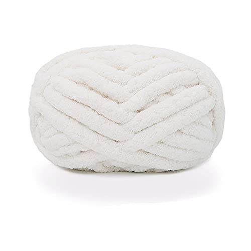 LUOSHUAI Wolle Chunky Strick für Hand Strickdecken Super weiche große Jumbo Decke Garn Bett Sofa Dicke Wolle (Color : White) von LUOSHUAI