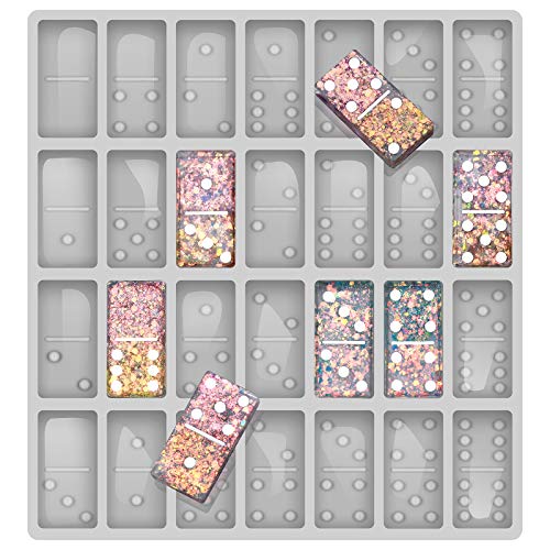 Professionelle Domino-Formen für Harzguss, Jumbo-Dominoformen für Harzguss, doppelte 6 Dominosteine, glänzend, keine Kratzer, langlebig, 22,5 x 23,5 x 1 cm, 230 g von LUOWAN