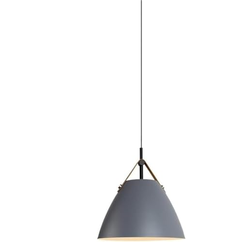 LUOYAOB Moderne Hängelampen im Industriestil mit kegelförmigem Lederband, Lampenkörper aus Schmiedeeisen, Pendelleuchten, höhenverstellbarer Kronleuchter(Gray,36 * 40cm) von LUOYAOB