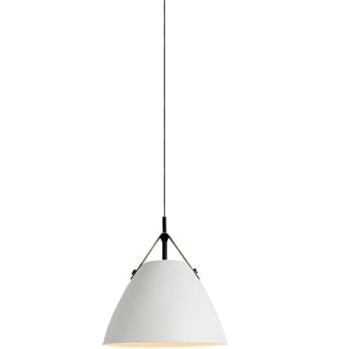 LUOYAOB Moderne Hängelampen im Industriestil mit kegelförmigem Lederband, Lampenkörper aus Schmiedeeisen, Pendelleuchten, höhenverstellbarer Kronleuchter(White,27 * 32cm) von LUOYAOB
