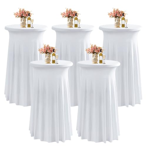 LUOZIQINX Runde Stehtisch Hussen Cocktail 80×110cm, Stretch Spandex Bistrotisch Tischdecke Tischrock für Hochzeiten, Partys, Restaurants, Bankette,Weiß,5pcs LUOZIQINX Runde Stehtisch Hussen Cocktail 80×110cm, Stretch Spandex Bistrotisch Tischdecke Tischrock für Hochzeiten, Partys, Restaurants, Bankette,Weiß,5pcs von LUOZIQINX